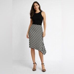 Express | Black and White Asymmetrical Striped Pencil Skirt | Size Small